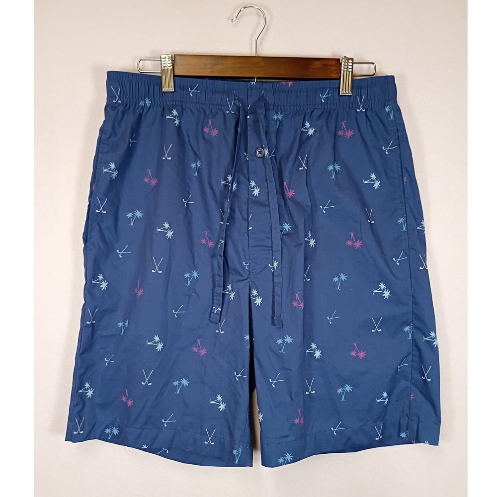 Tropical Golfcore St Johns Bay Mens Medium Blue Palm Tree Golf Poplin Shorts